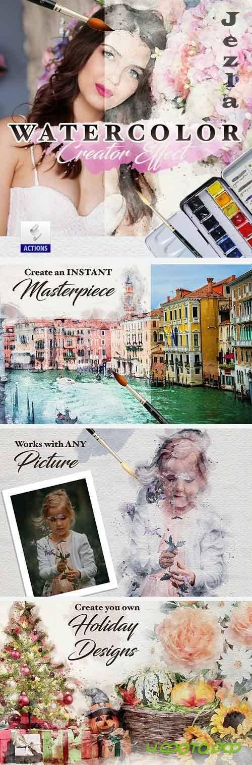 Watercolor Sketch Creator Effects Photoshop Action 26445170