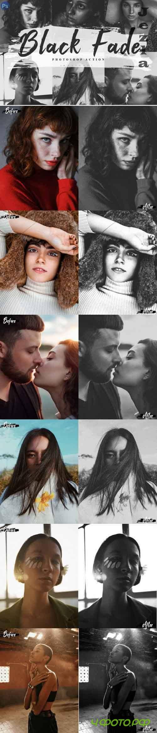 6 Black Fade Photoshop Actions ACR LUT
