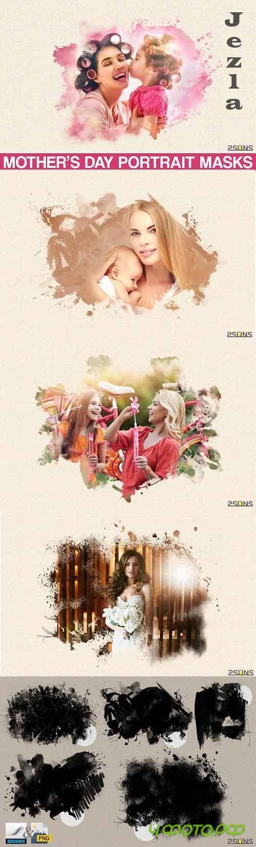 20 Watercolor portrait paint masks, photo frame Mothers Day - 562427