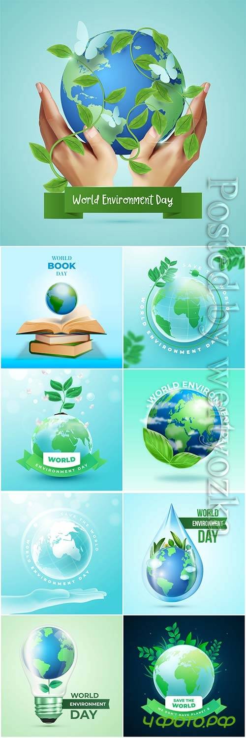 Realistic world environment day concept vector design