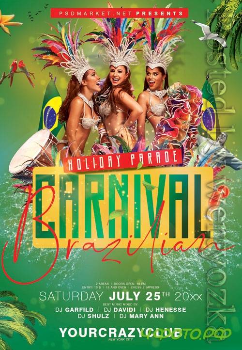 Brazilian parade - Premium flyer psd template