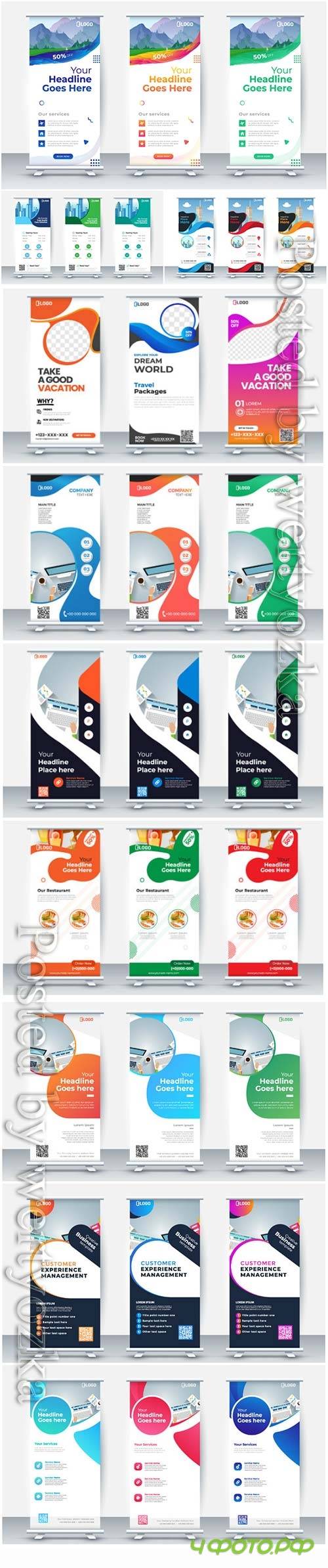 Business roll up banner, vector poster brochure flat design