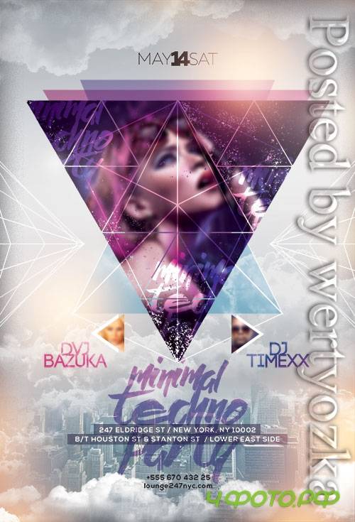 Minimal Techno Party - Premium flyer psd template