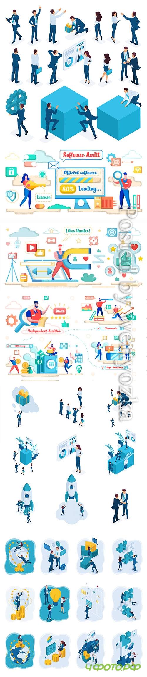 Set of banners with isometric vector illustration # 11