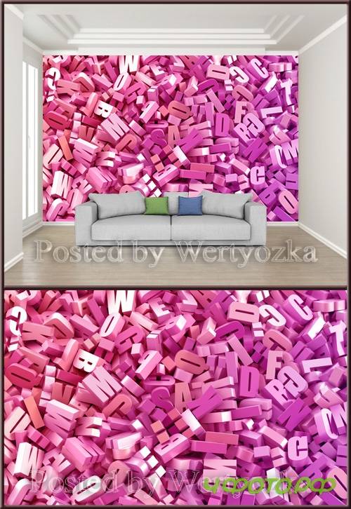 3D psd background wall american english alphabet