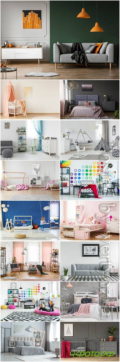 Interior bedroom, living room, children beautiful stock photo