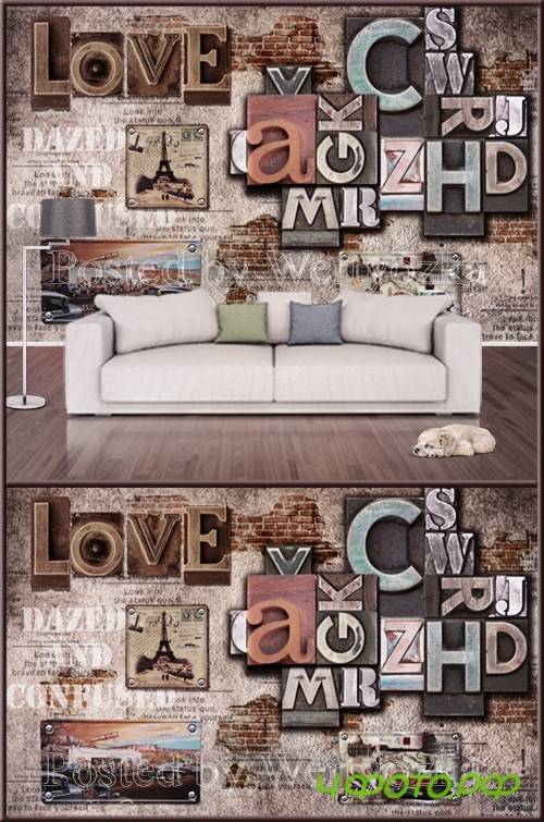 3D psd background wall alphabet casual cafe tooling