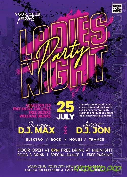 Ladies Night Music Party - Premium flyer psd template