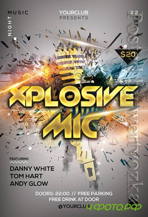 Xplosive Mic - Premium flyer psd template