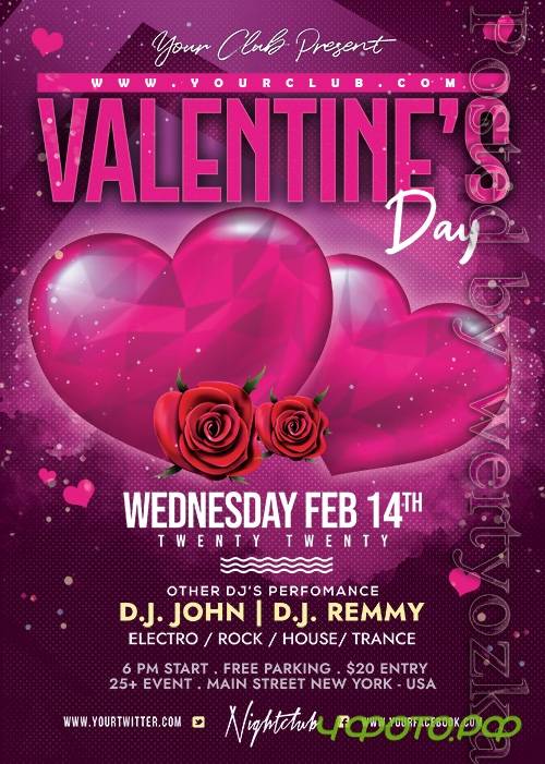Valentines Day Celebration - Premium flyer psd template