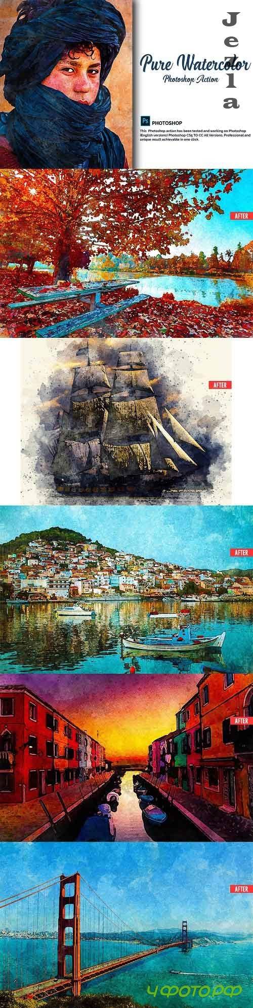 Pure Watercolor Photoshop Action 4880282