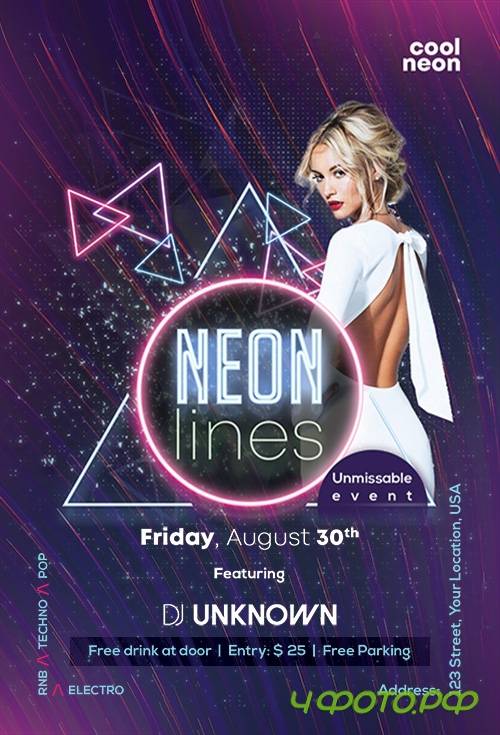 Neon Lines - Premium flyer psd template