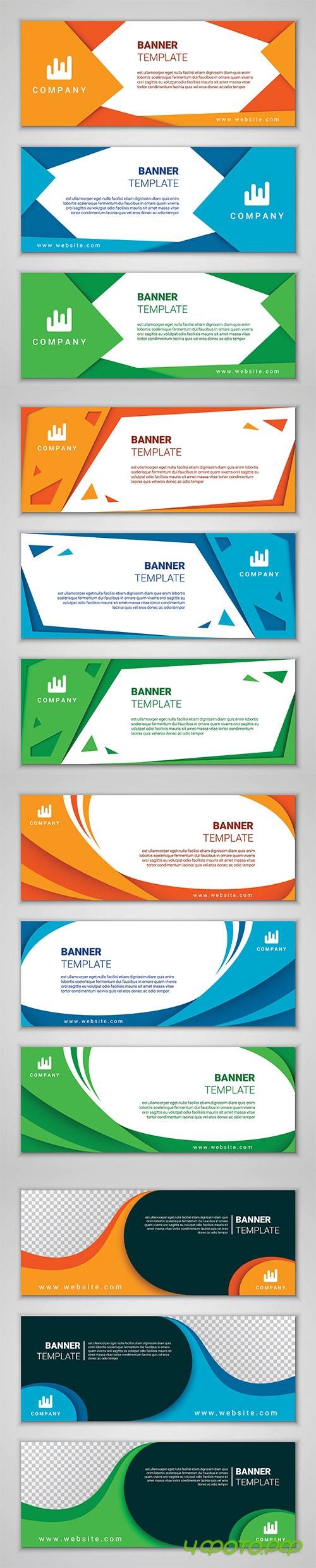 Abstract corporate business banner template set, vector illustration