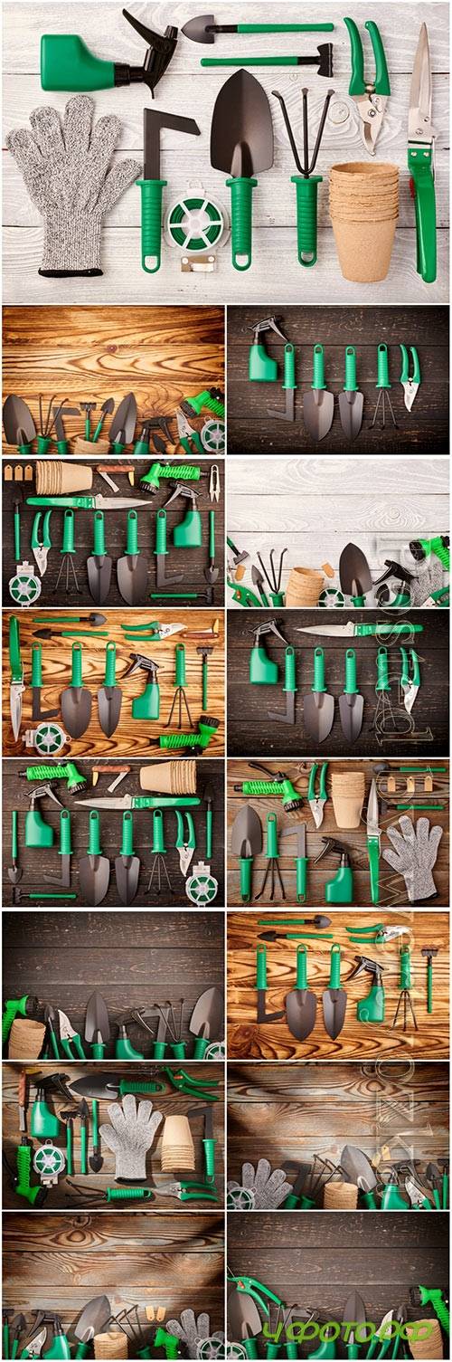 Gardening tools beautiful stock photo