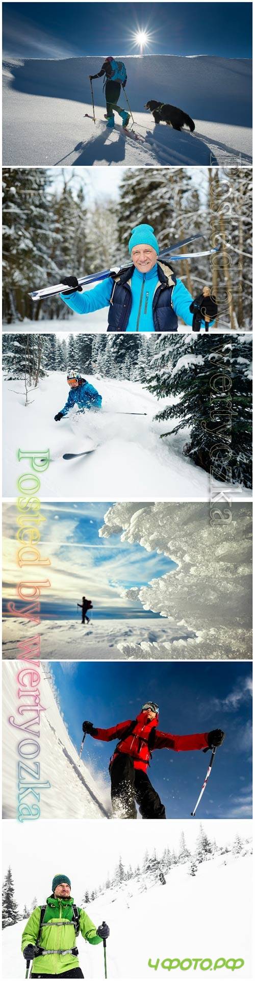 Winter ski vacation beautiful stock photo