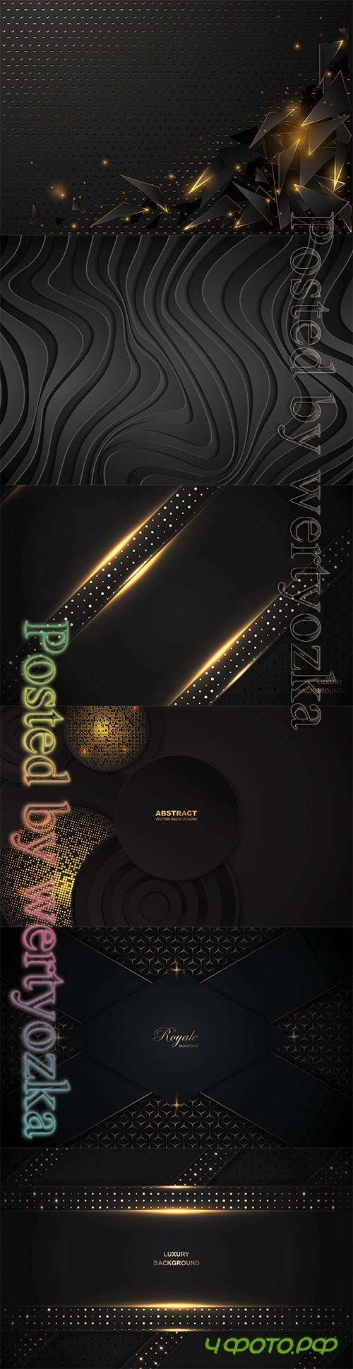 Luxury black background a combination with golden light and dots glitters