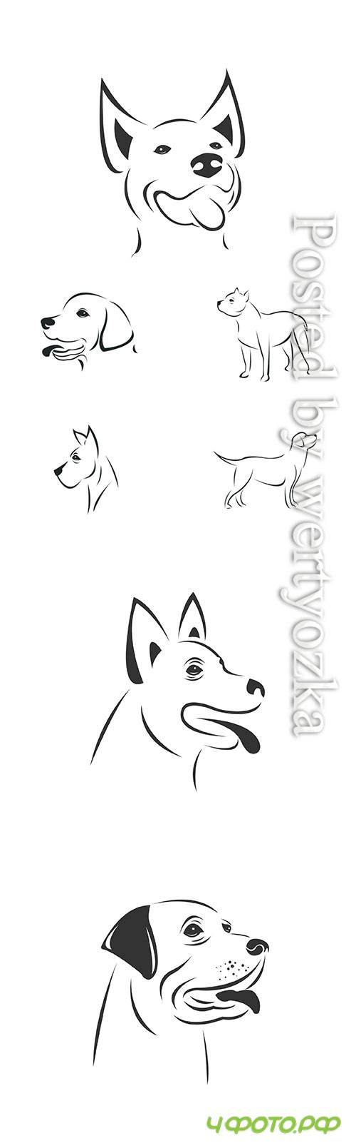 Vector image of an Dog black and white, animal logo