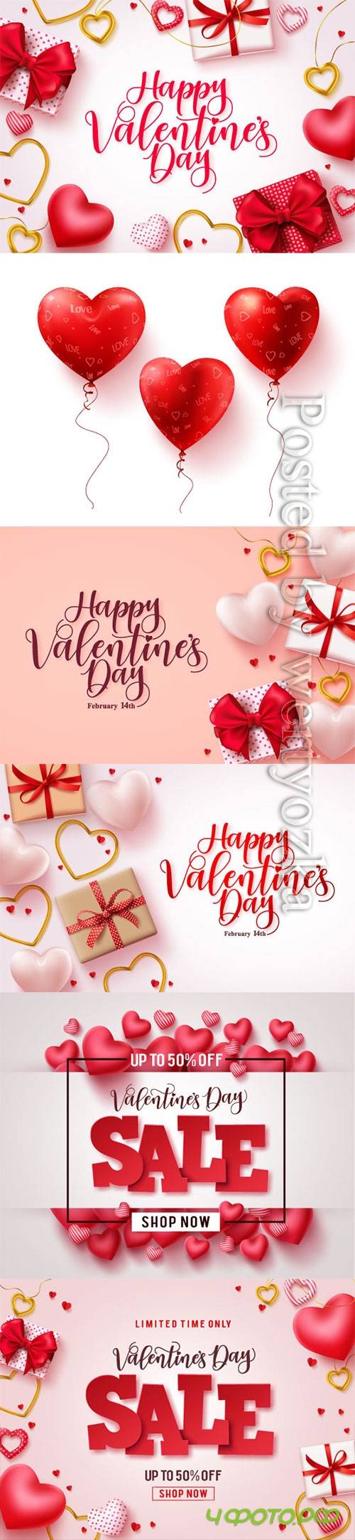 Happy Valentine's Day, vector hearts of couples in love # 9