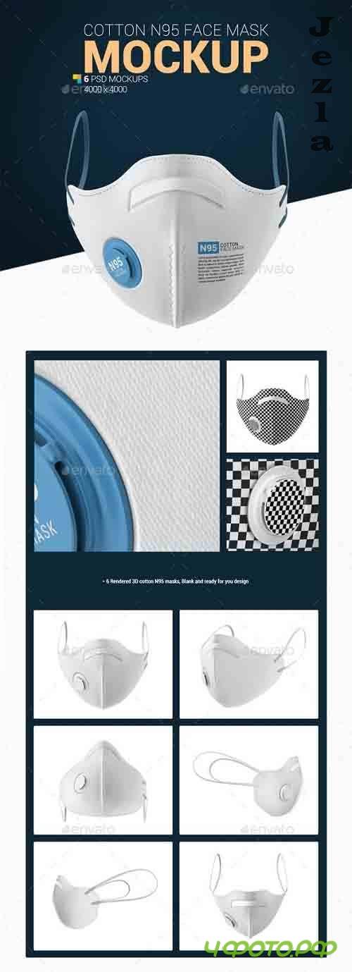 Cotton N95 Face Mask Mockup 26399420