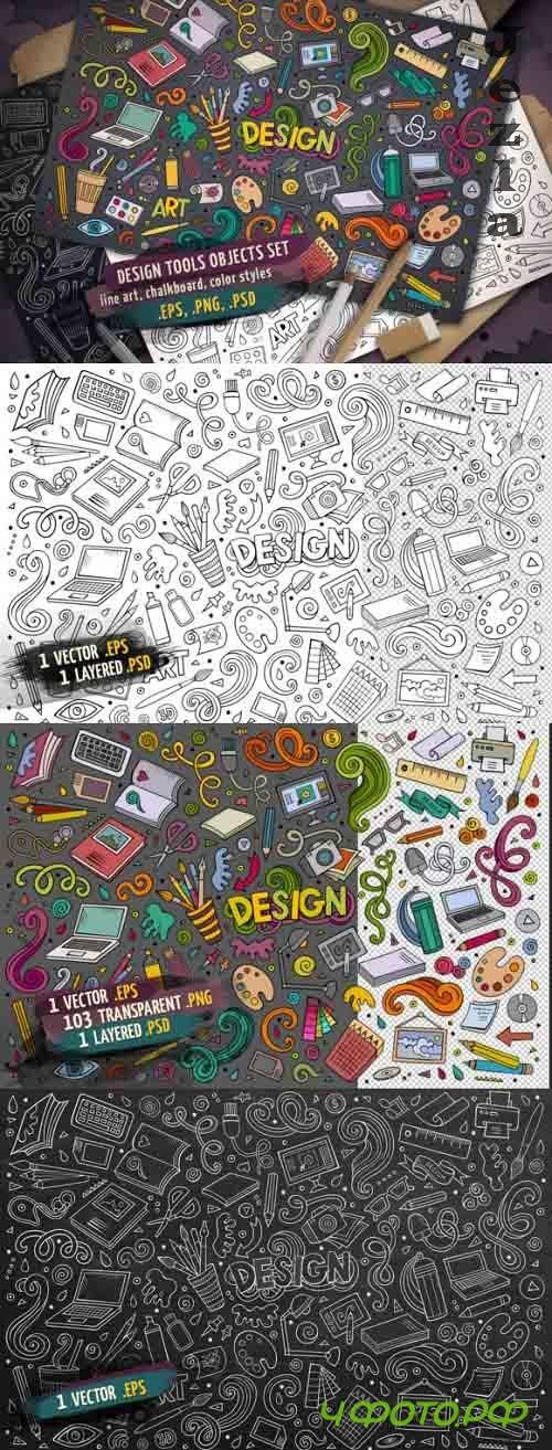 Design Tools Objects Set - Doodles Objects & Elements Set - 878732