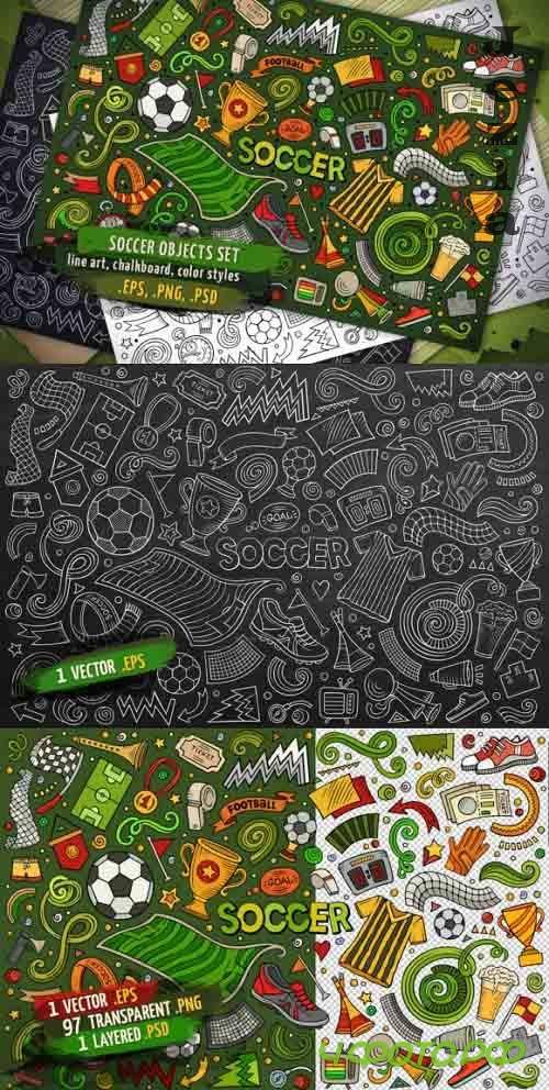 Soccer - Football Doodles Objects & Elements Set - 2300081