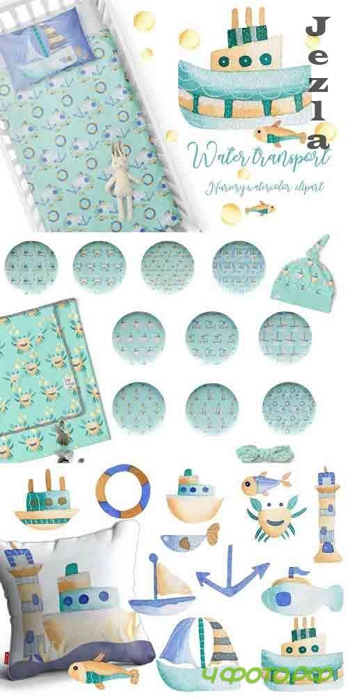 Water Transport - Watercolor Nursery Collection - 571684