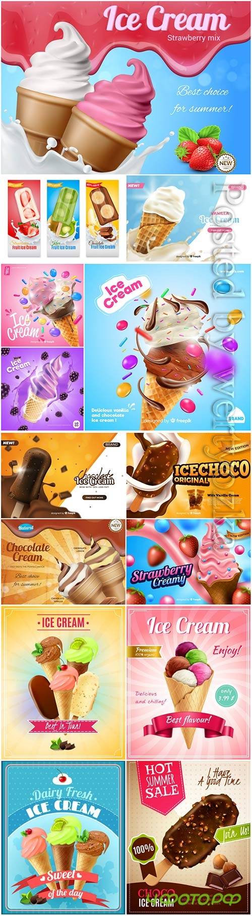 Ice cream big vector set
