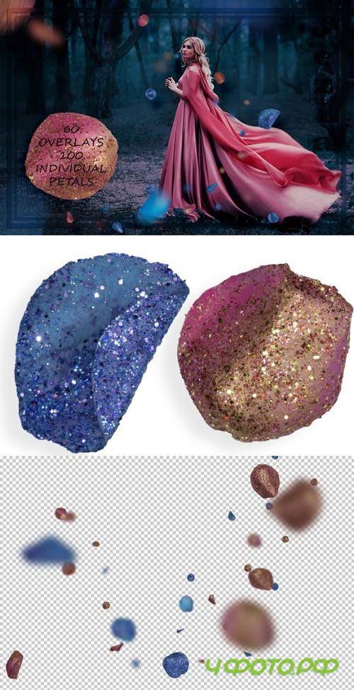 Glitter Blue & Pink Petals Overlays Glitter Blue & Pink Petals Overlays