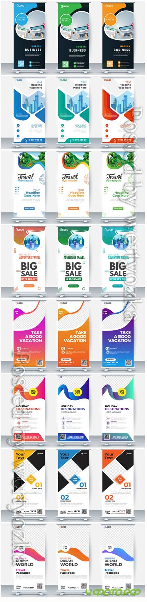 Roll up business brochure flyer banner vector design
