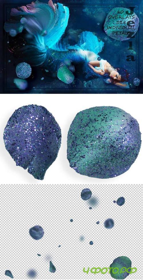 Glitter Mermaid Petals Overlays