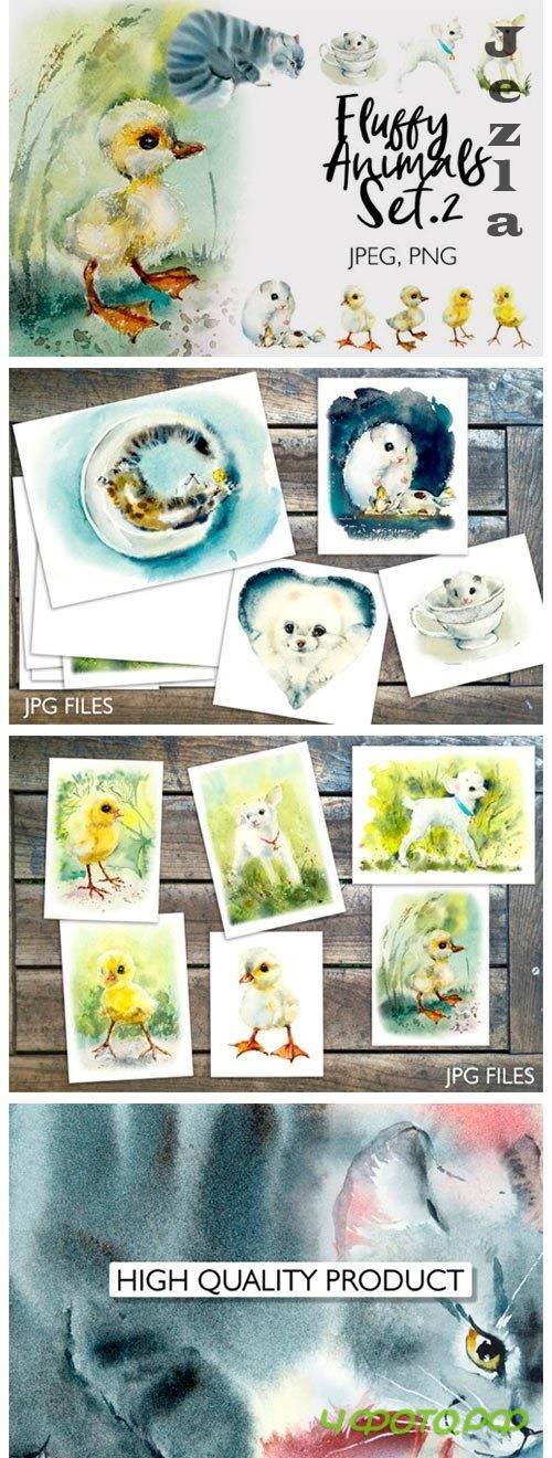 Watercolor Fluffy Pets - 4719633