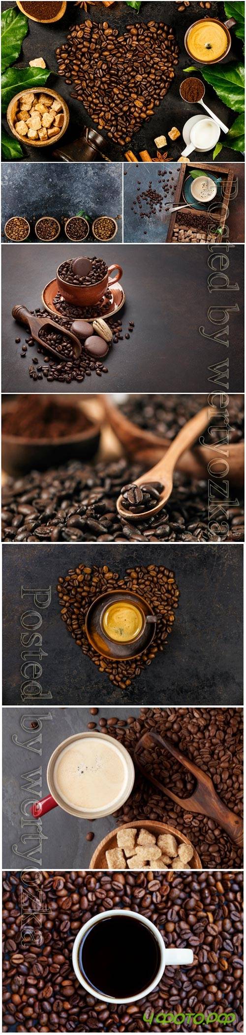 Coffee and coffee beans stock photo