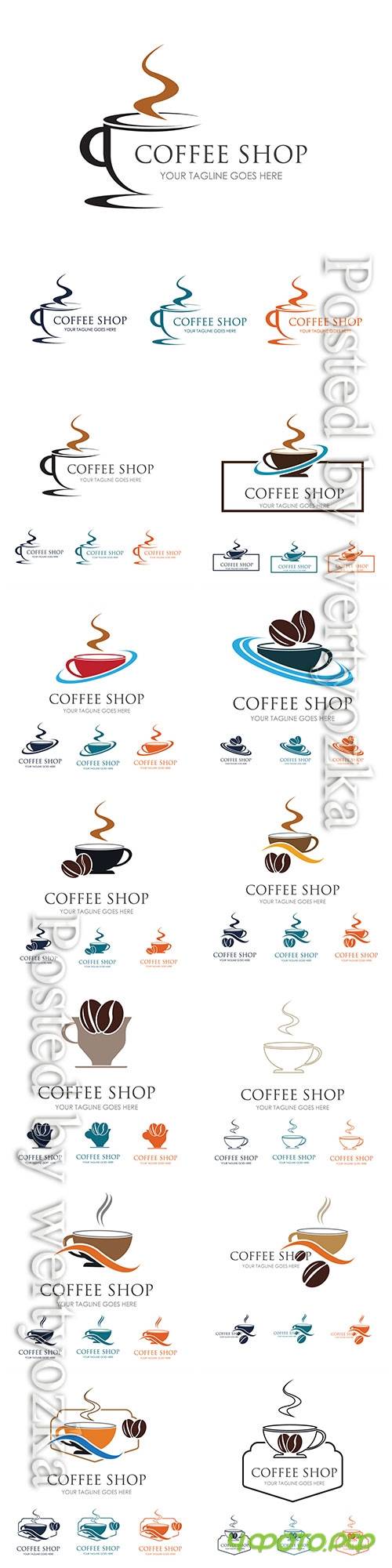Coffee shop vector logo illustrations