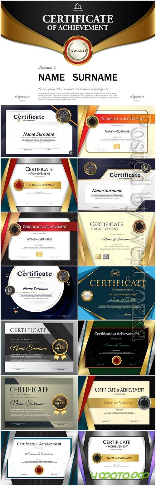 Modern certificate and diploma vector template