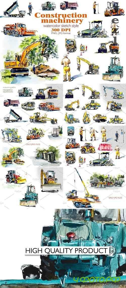 Watercolor �onstruction machines - 4380263