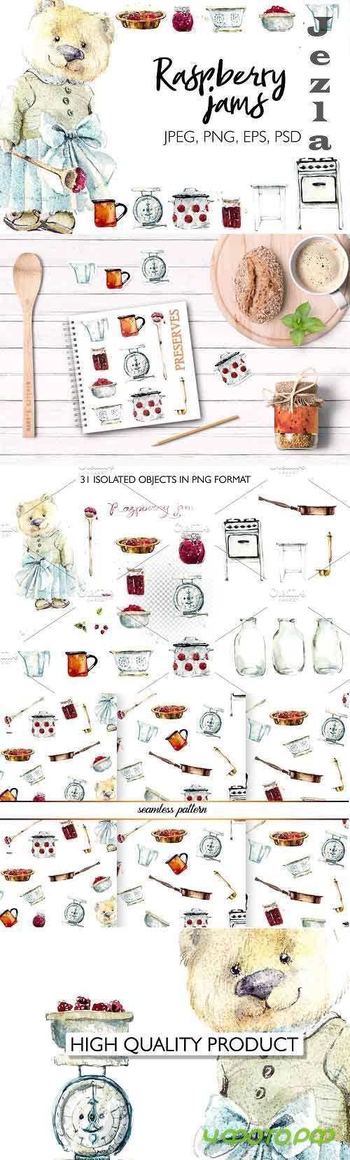 Watercolor raspberry jam - 4044966