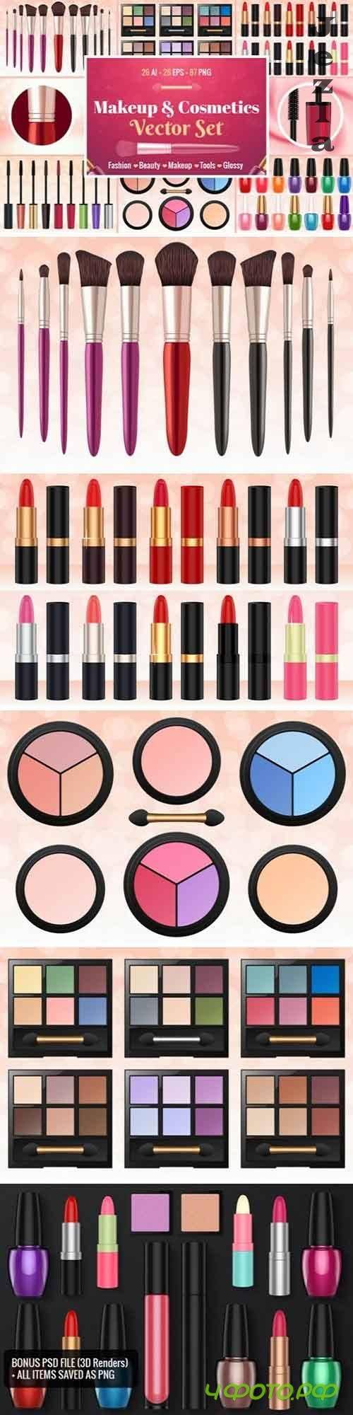 Makeup & Cosmetics Vector Set - 1783247
