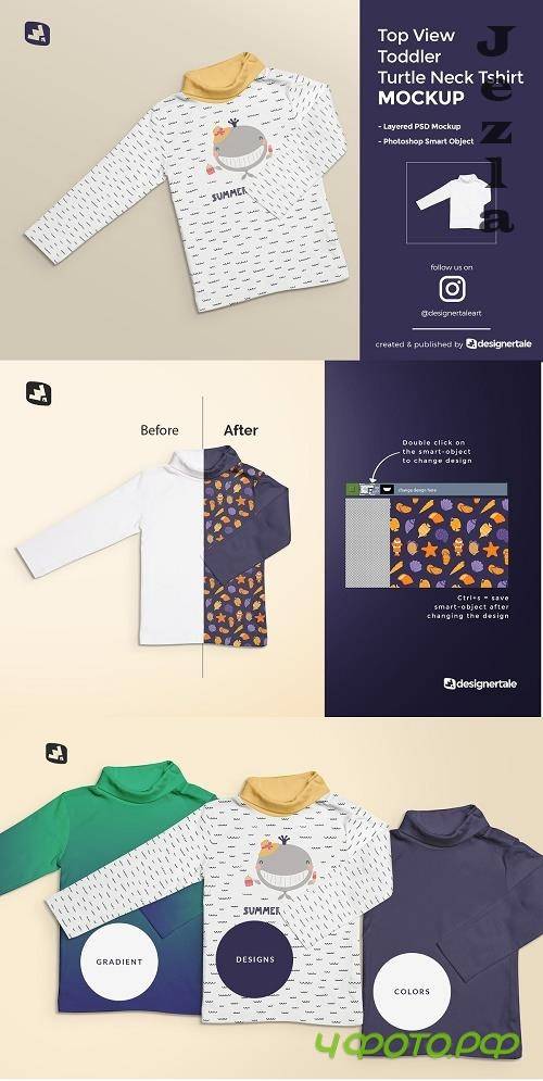 Toddler Turtle Neck Tshirt Mockup - 4590955