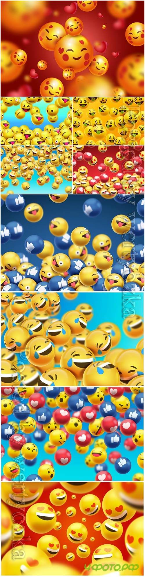 Emojis background realistic vector design