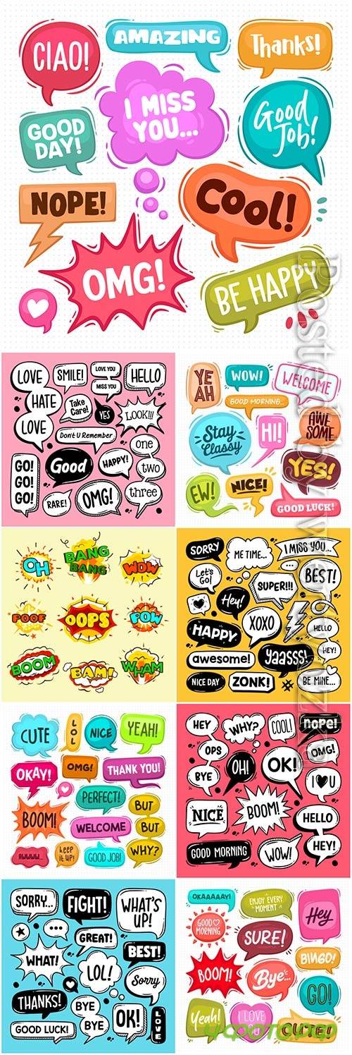 Speech bubbles hand drawn coloring