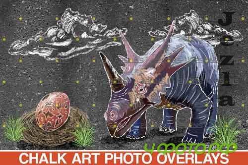 Dinosaurs Chalk art overlays, Dinosaur backdrop - 685612