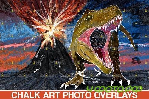 Dinosaurs Chalk art overlays, Dinosaur backdrop - 685589