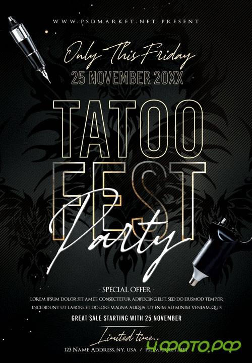 Tattoo fest party - Premium flyer psd template