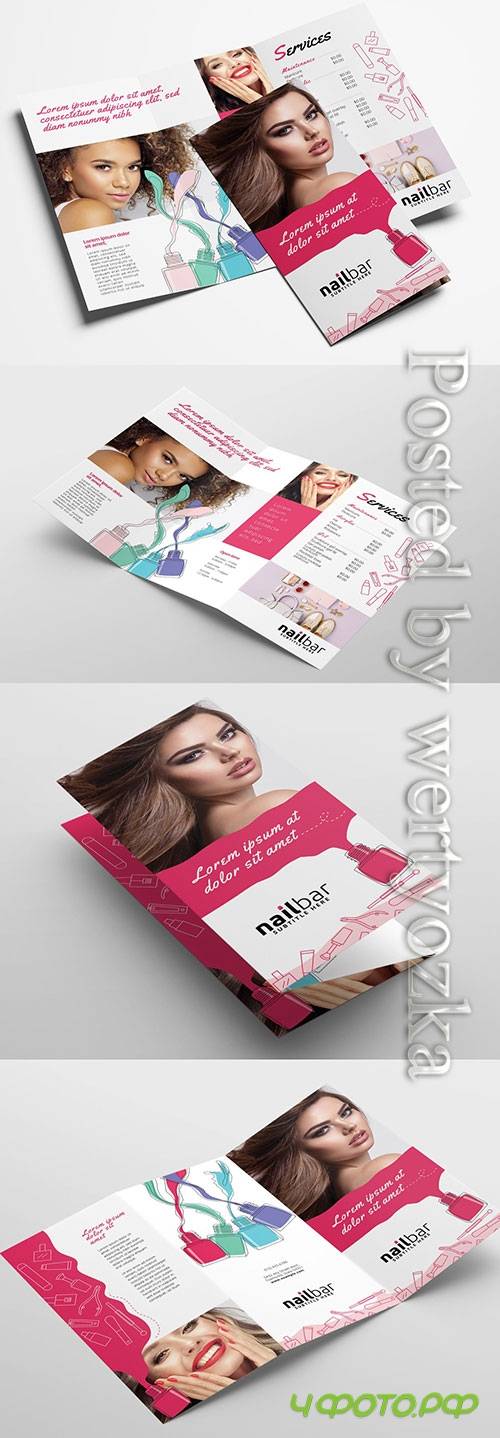 Nail Bar Trifold Brochure Layout