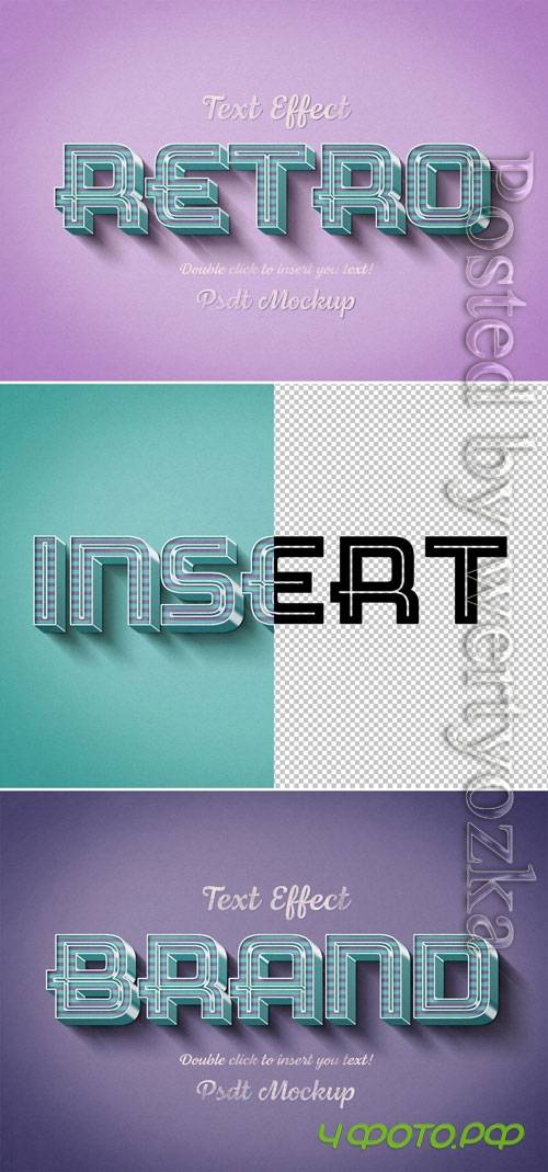 Retro 3D Text Effect Mockup with Pink and Blue Stripes Retro 3D Text Effect Mockup with Pink and Blue Stripes