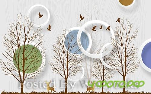 3D models modern minimalist fashion solid circle woods golden deer 