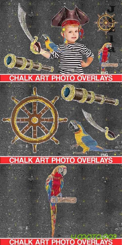 Sidewalk Chalk art Overlay, Baby Pirate backdrop - 723898