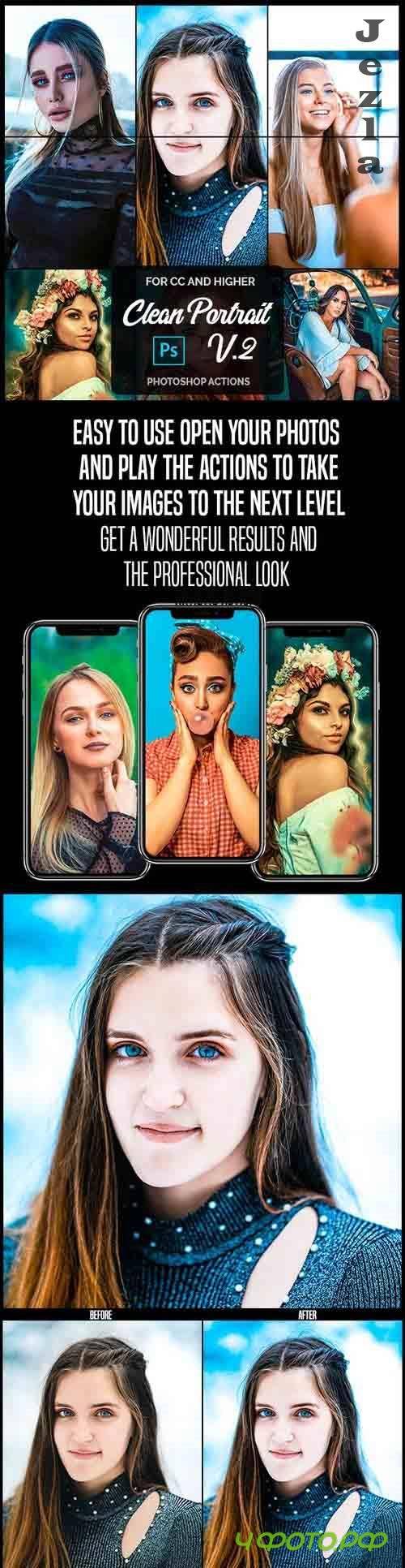 Clean Portrait V.2 - Professional Photoshop Actions 26399654