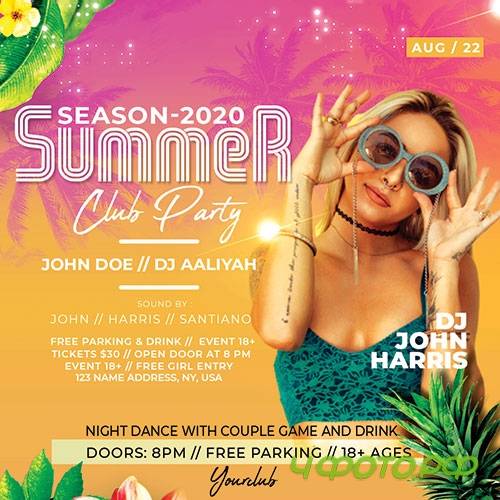 Summer Club Party - Premium flyer psd template