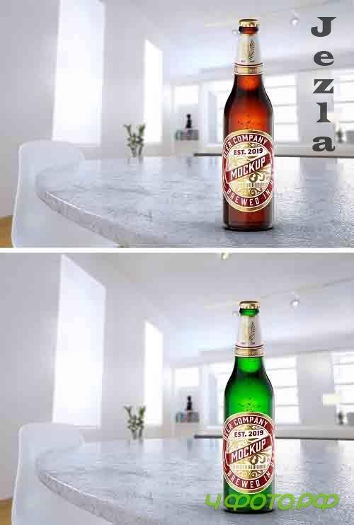Beer Bottle Mockup with Room Scene 364551801